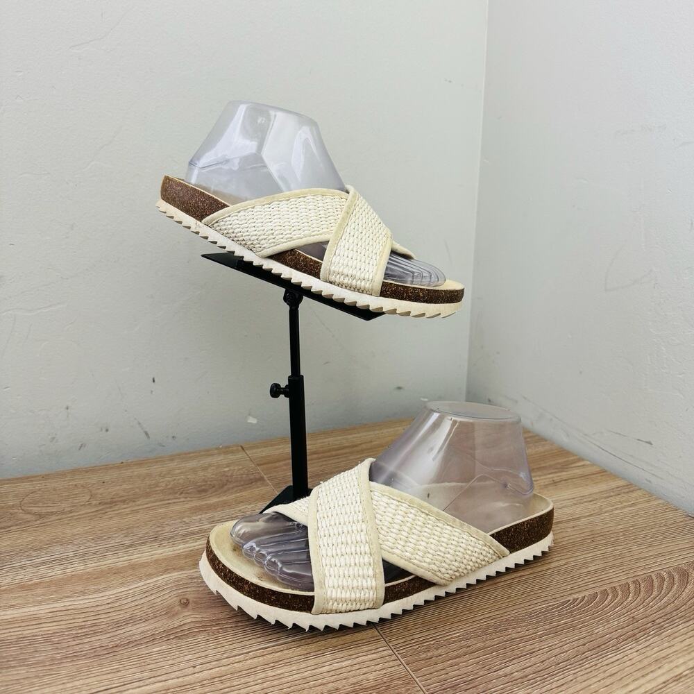 Flannel Beige Woven Slide Sandals Women’s Size 7.5